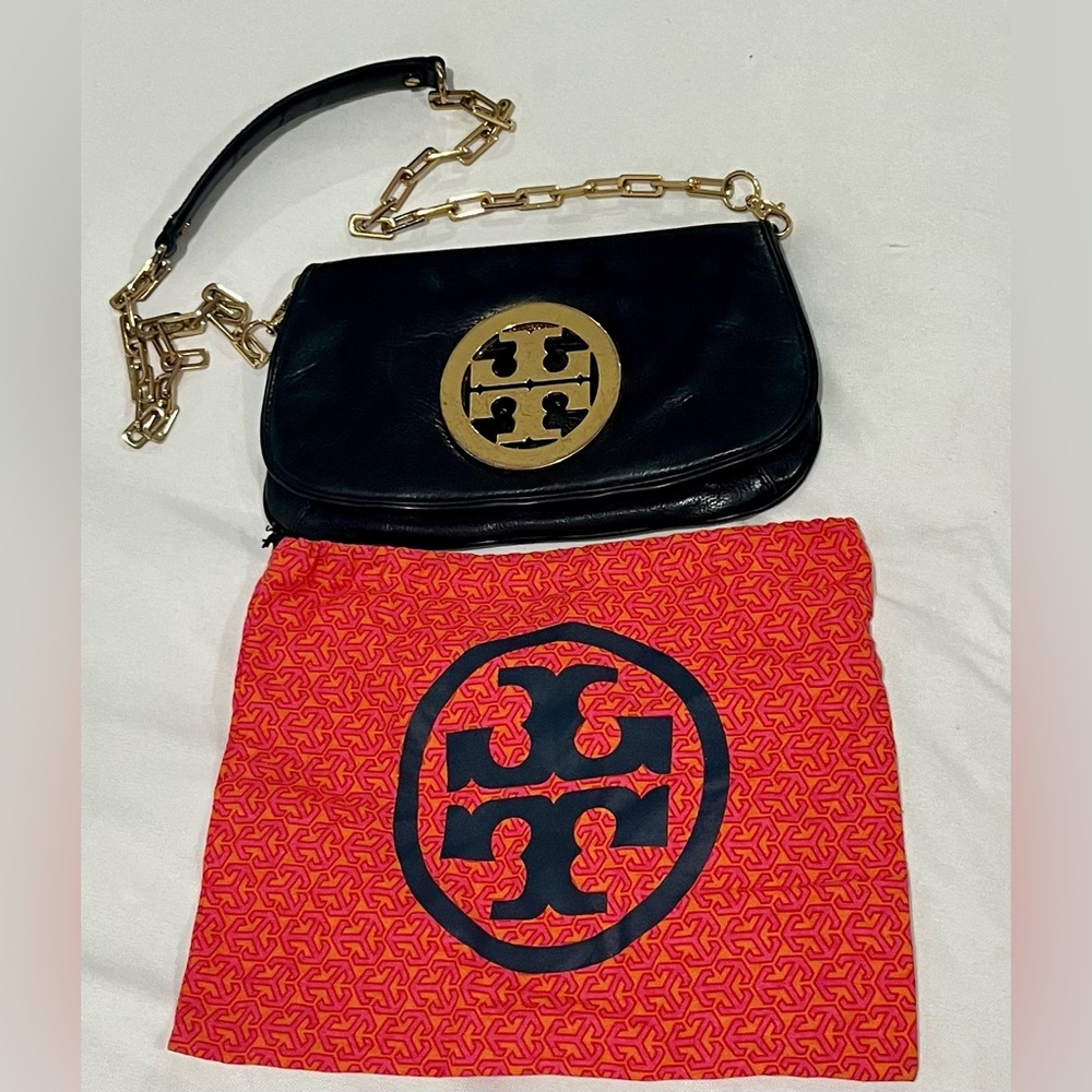 Tory Burch Black Shoulder Bag with Gold Chain